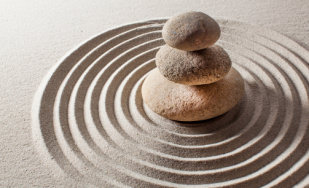 mineral tranquility with balancing pebbles